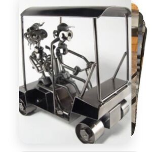 Hinz & Kyntst Metal Sculpture Golf Cart and Golfers Decor